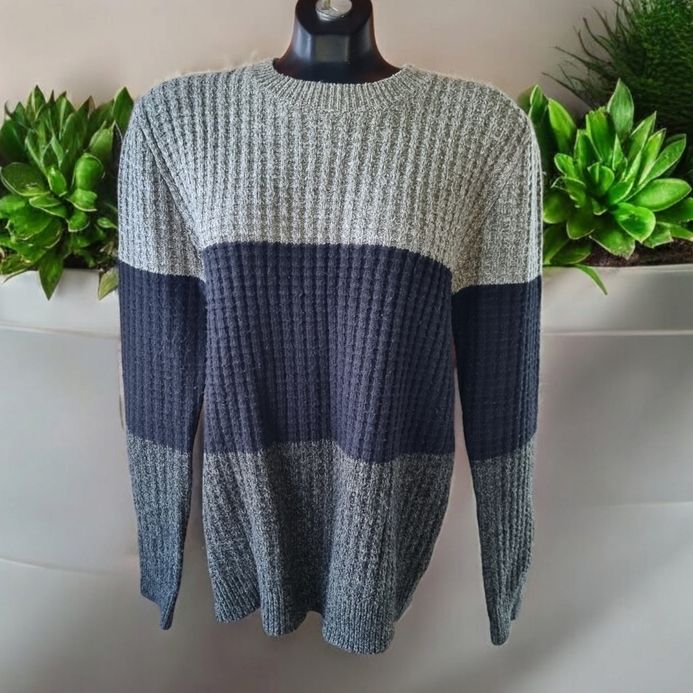 TOPMAN Stylish GREEN and BLACK Knit Sweater Mens Size M
